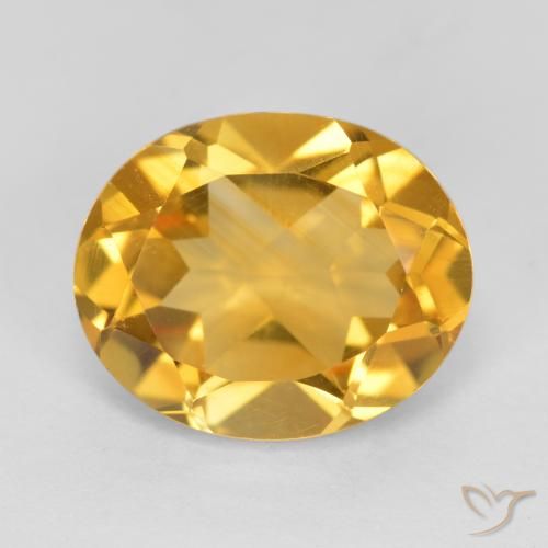 3.18ct 天然 中深金色 黄水晶, 椭圆形, VS