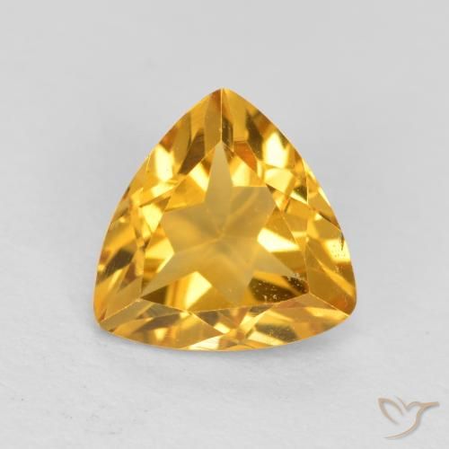 0.95ct 天然 中深金色 黄水晶, 胖三角形, VS