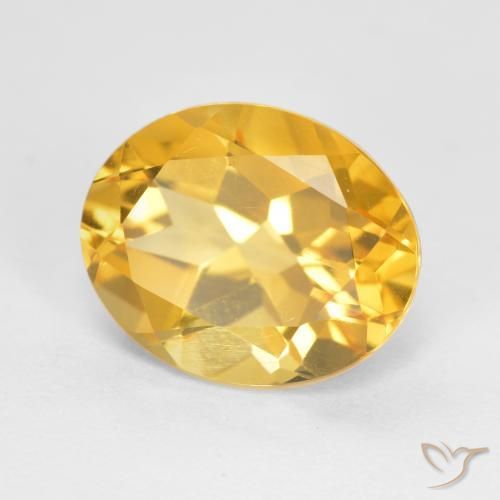 3.38克拉天然黄水晶，椭圆形，VS