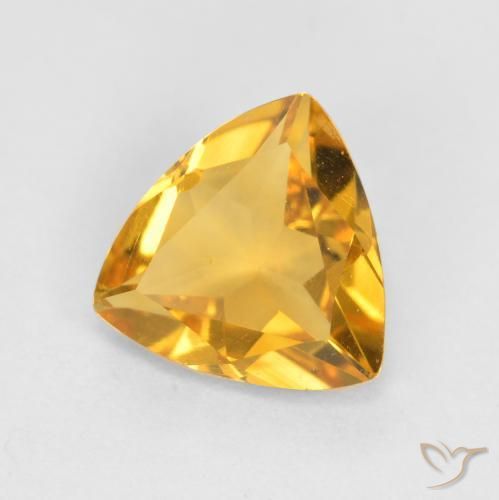 0.77克拉天然黄水晶，胖三角形，VS