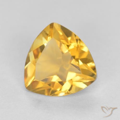 0.92克拉天然黄水晶，胖三角形，VVS-VS