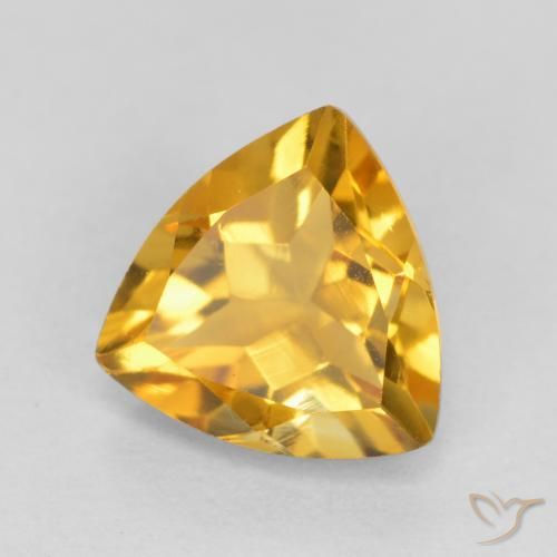 0.97克拉天然黄水晶，胖三角形，VVS-VS