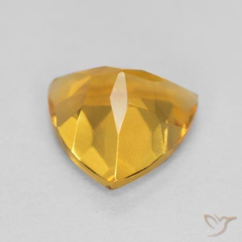 0.97克拉天然黄水晶，胖三角形，VVS-VS