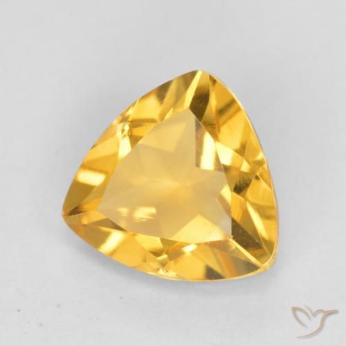 0.96克拉天然黄水晶，胖三角形，VVS-VS