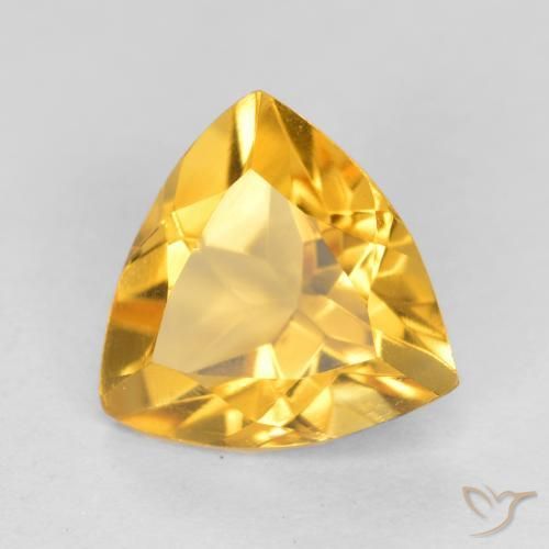 0.97克拉天然黄水晶，胖三角形，VVS-VS