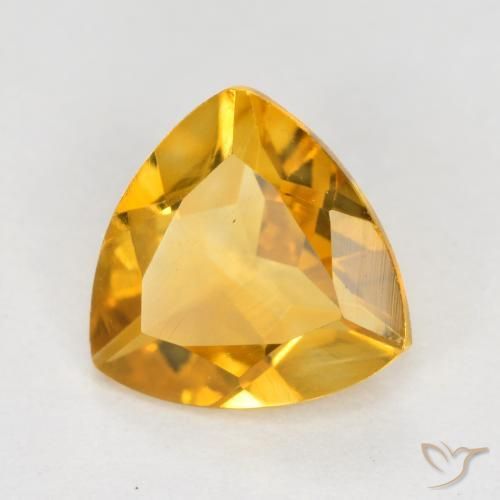0.92克拉天然黄水晶，胖三角形，VVS-VS