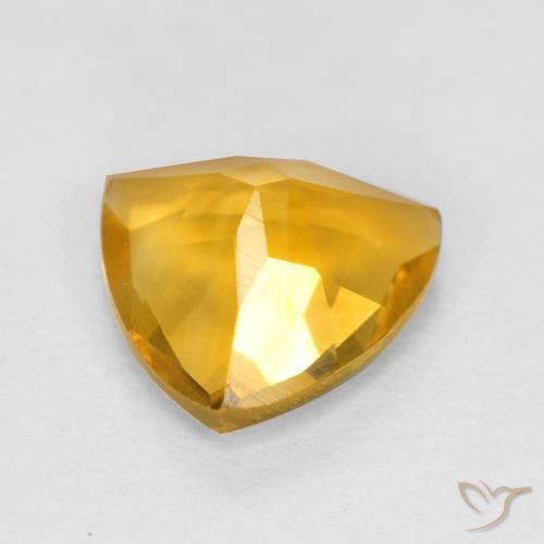0.92克拉天然黄水晶，胖三角形，VVS-VS