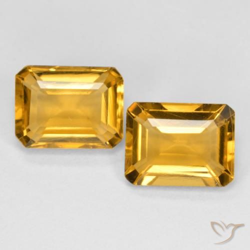 2.93ctw 天然 中橙金 黄水晶, 祖母绿式切割, VS