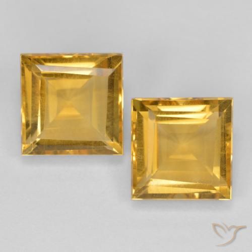 3.21ctw 天然 深金橙色 黄水晶, 正方形, VS
