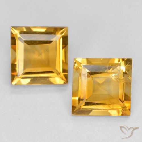 2.85ctw 天然 深金橙色 黄水晶, 正方形, VS