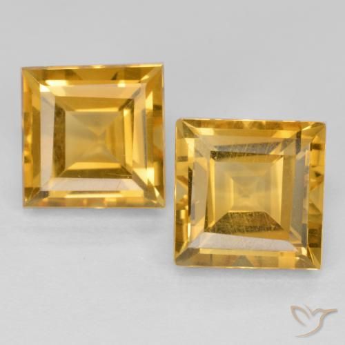 3.78ctw 天然 金橙色 黄水晶, 正方形, VS