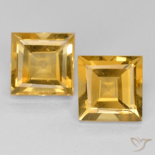3.35ctw 天然 深金橙色 黄水晶, 正方形, VS
