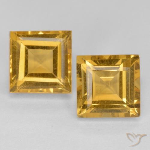 3.88ctw 天然 金橙色 黄水晶, 正方形, VS