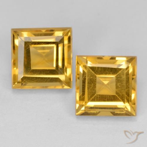 3.79ctw 天然 中深金色 黄水晶, 正方形, VS