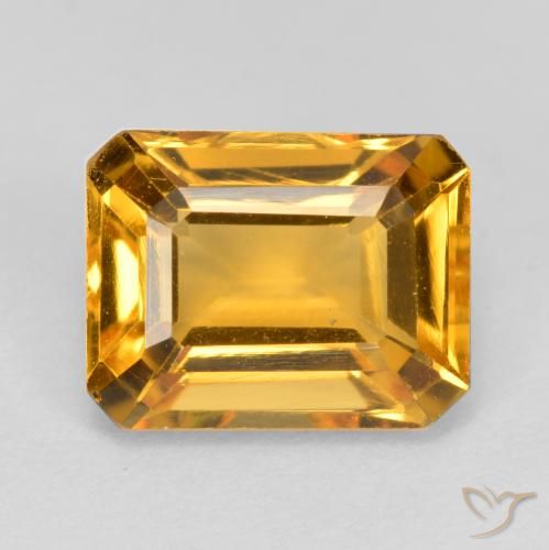 1.66ct 天然 中橙金 黄水晶, 祖母绿式切割, VS
