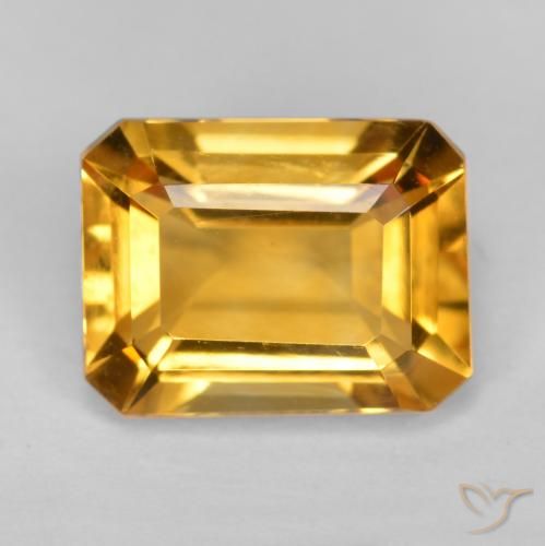 1.55ct 天然 中橙金 黄水晶, 祖母绿式切割, VS