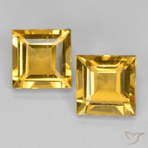 3.02ctw 天然 深金 黄水晶, 正方形, VS