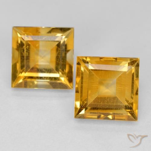 3.35ctw 天然 橙金 黄水晶, 正方形, VS
