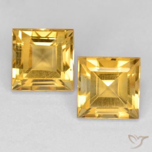 3.59ctw 天然 金色 黄水晶, 正方形, VS