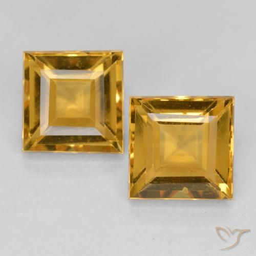 3.16ctw 天然 深金橙色 黄水晶, 正方形, VS