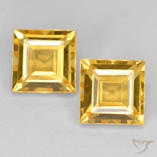 3.41ctw 天然 金色 黄水晶, 正方形, VS