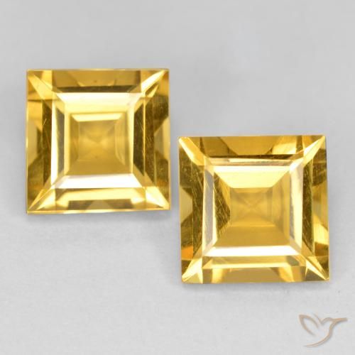 2.99ctw 天然 金橙色 黄水晶, 正方形, VS