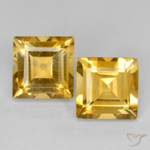 3.25ctw 天然 金色 黄水晶, 正方形, VS