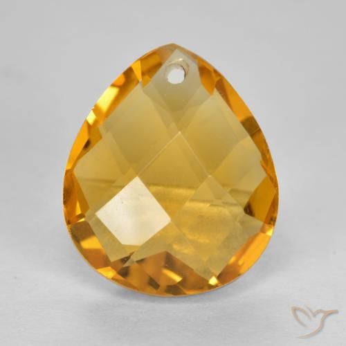 3.49ct 天然 深橙色-金色 黄水晶, 梨形, VVS-VS