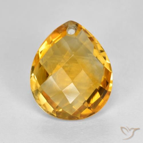3.73ct 天然 深金色 黄水晶, 梨形, VVS-VS