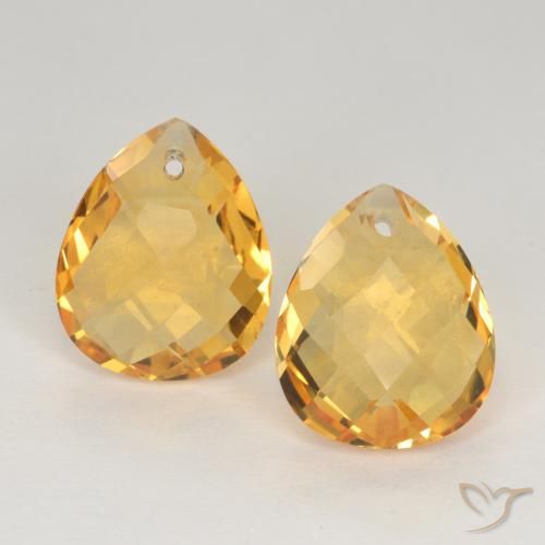 7.34ctw 天然 中深金色 黄水晶, 梨形, VVS-VS