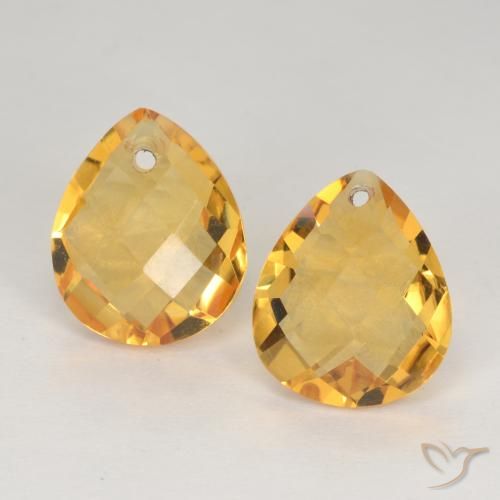 7.25ctw 天然 深金橙色 黄水晶, 梨形, VVS-VS