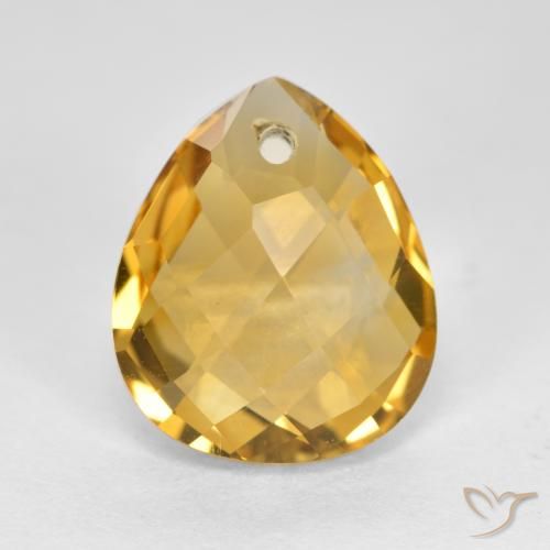 3.69ct 天然 中深金色 黄水晶, 梨形, VVS-VS