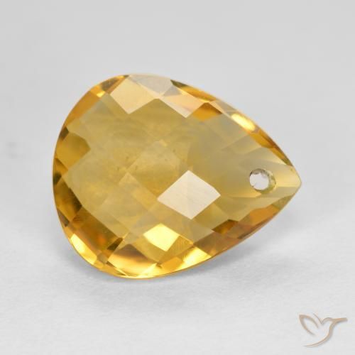 3.38克拉天然黄水晶，梨形，VVS-VS