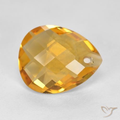 3.28克拉天然黄水晶，梨形，VVS-VS