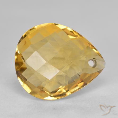 3.44克拉天然黄水晶，梨形，VVS-VS