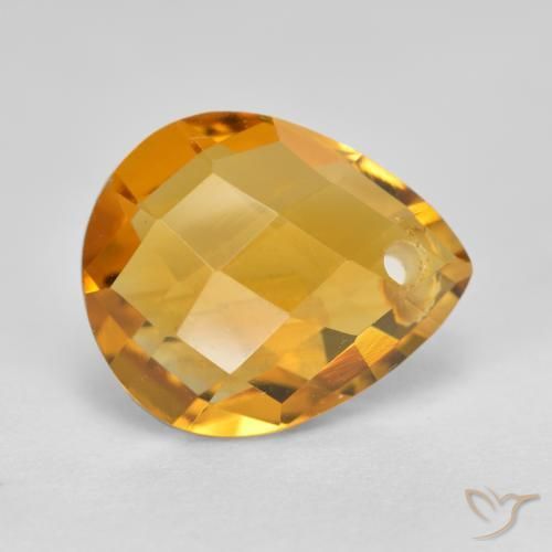 3.81克拉天然黄水晶，梨形，VVS-VS