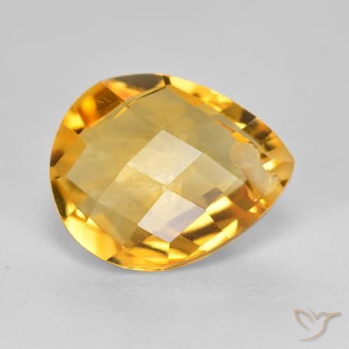 3.88克拉天然黄水晶，梨形，VVS-VS