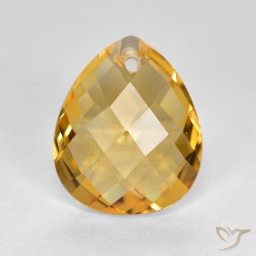 3.47ct 天然 中深金色 黄水晶, 梨形, VVS-VS