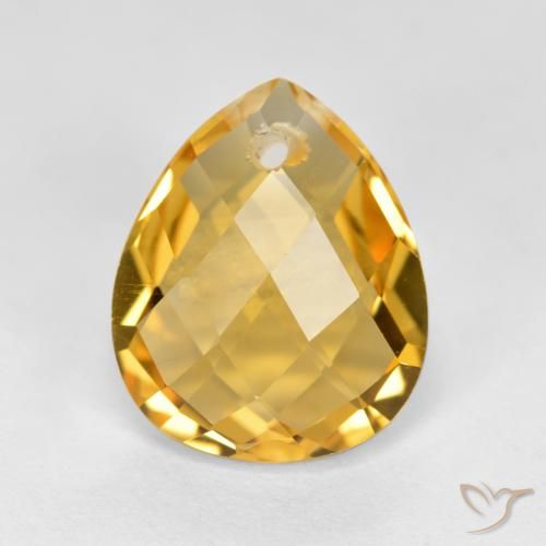 3.61ct 天然 中深金色 黄水晶, 梨形, VVS-VS