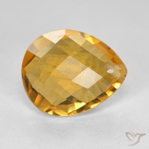 3.82克拉天然黄水晶，梨形，VVS-VS