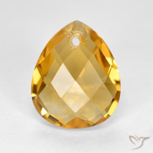 3.73ct 天然 中深金色 黄水晶, 梨形, VVS-VS