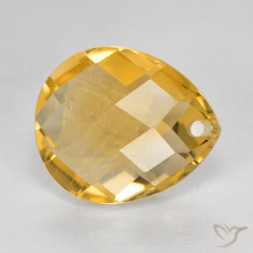 3.80克拉天然黄水晶，梨形，VVS-VS