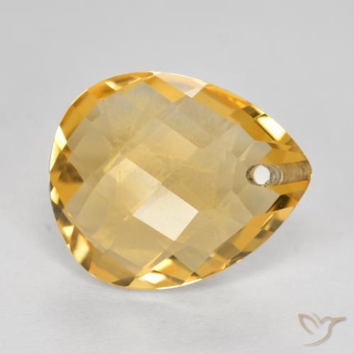 3.39克拉天然黄水晶，梨形，VVS-VS