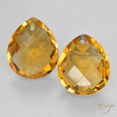 6.78天然金色黄水晶，梨形，11.9×9.9毫米，VVS-VS