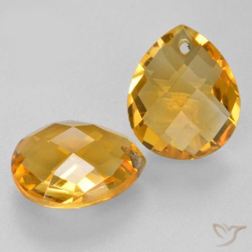 6.78天然金色黄水晶，梨形，11.9×9.9毫米，VVS-VS
