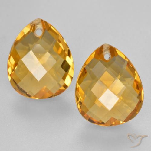 7.14ctw 天然 深橙色-金色 黄水晶, 梨形, VVS-VS