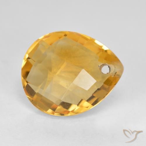 3.88克拉天然黄水晶，梨形，VVS-VS