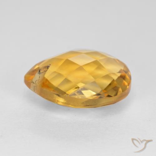 3.88克拉天然黄水晶，梨形，VVS-VS