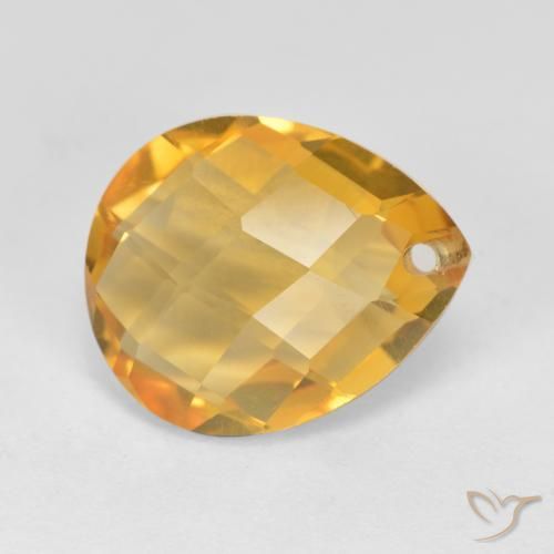 3.75克拉天然黄水晶，梨形，VVS-VS