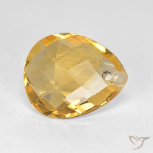 3.02克拉天然黄水晶，梨形，VVS-VS